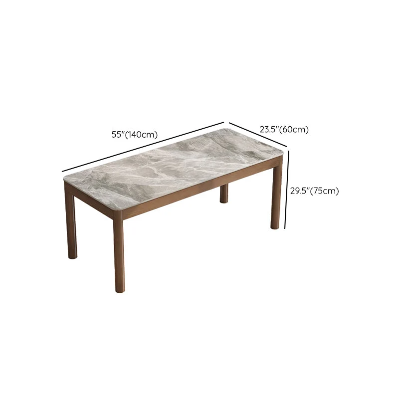 Bureau de forme rectangulaire, bureau d'écriture à 4 pieds en marron pour la maison Clearhalo
