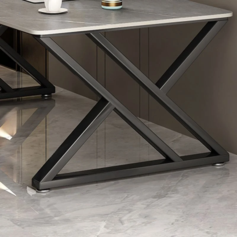 Bureau de forme rectangulaire, bureau d'écriture à 2 pieds en gris pour la maison Clearhalo
