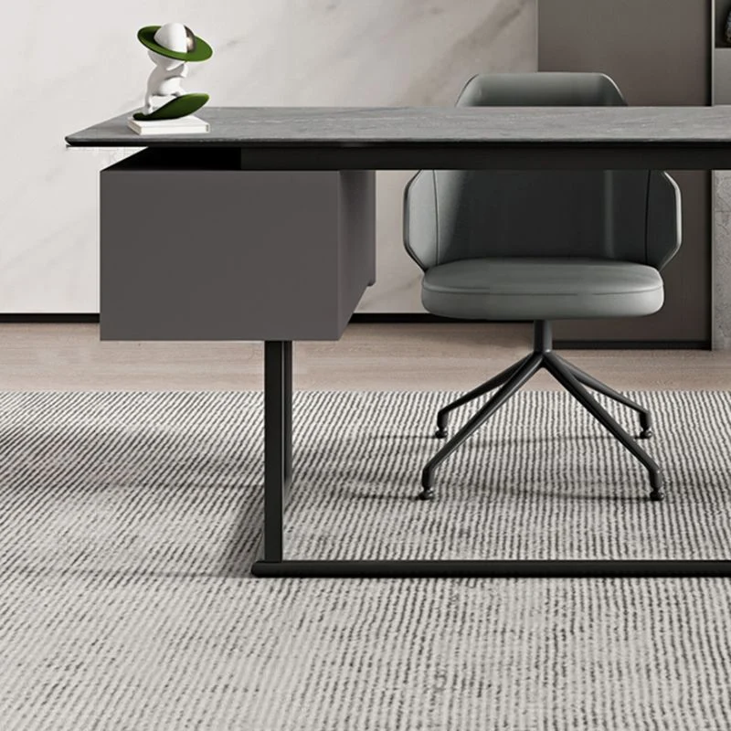 Bureau de forme rectangulaire, bureau à 2 tiroirs, gris Clearhalo