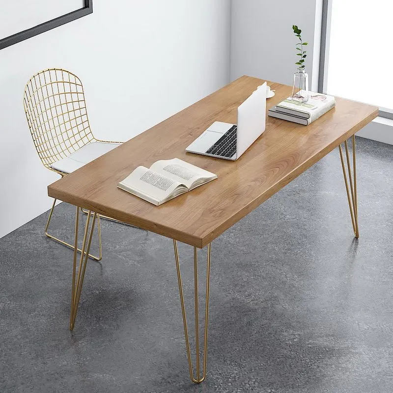 Bureau de forme rectangulaire, bureaux d'écriture naturels réversibles pour le bureau Clearhalo