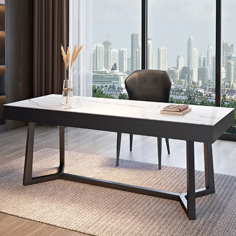 Bureau de forme rectangulaire, pieds noirs, bureau d'écriture pour le bureau Clearhalo