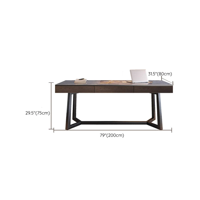 Bureau de forme rectangulaire, pieds noirs, bureau d'écriture pour le bureau Clearhalo