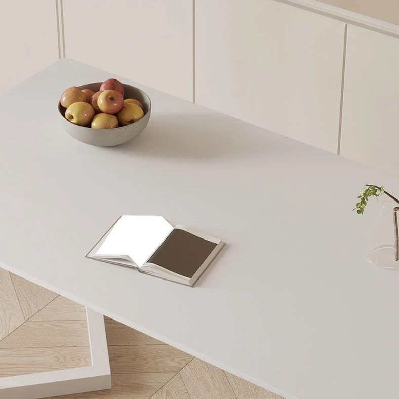 Bureau de forme rectangulaire en pierre, bureau d'écriture en blanc pour la maison Clearhalo