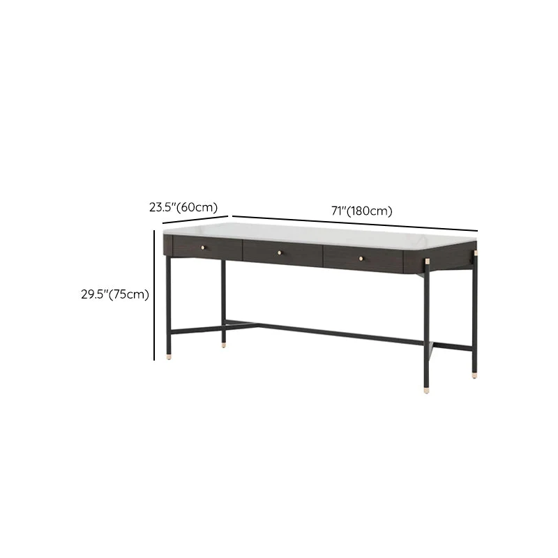 Bureau de forme rectangulaire, table de conférence, bureau d'écriture à 2 pieds en noir Clearhalo