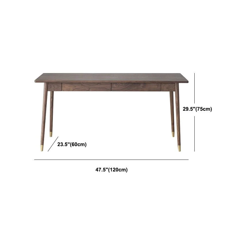 Bureau Glam Bureau rectangulaire en bois massif avec 2 tiroirs de rangement Clearhalo