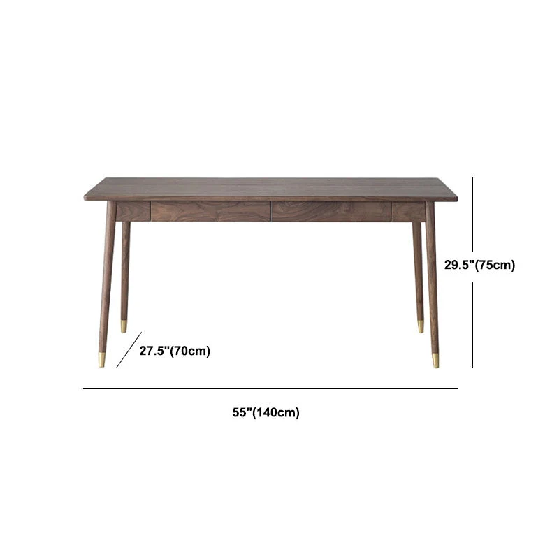 Bureau Glam Bureau rectangulaire en bois massif avec 2 tiroirs de rangement Clearhalo