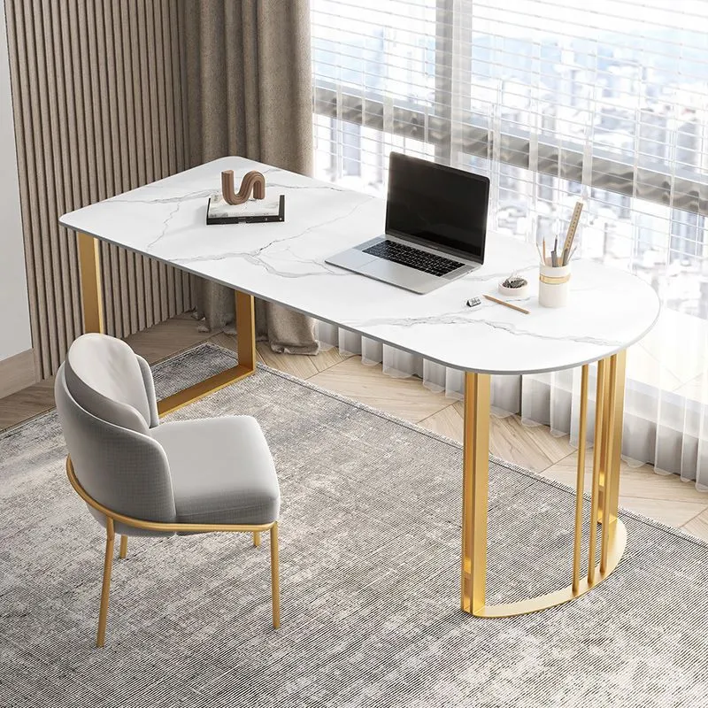 Bureau Glam Stone de 29,53 pouces de haut avec base en métal Clearhalo
