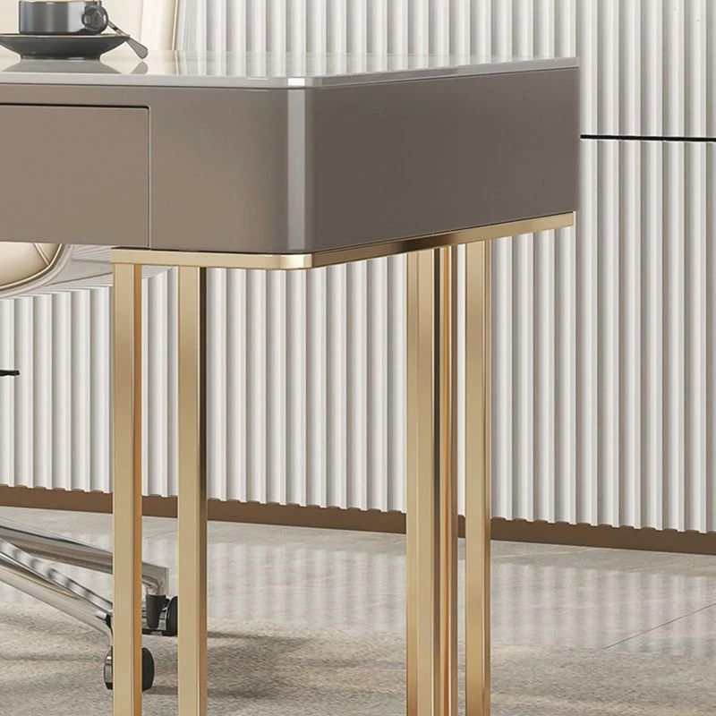Bureau Glam sur pied avec classeur, bureau d'ordinateur rectangulaire, gestion des câbles Clearhalo