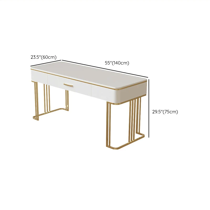 Bureau incurvé en pierre Bureau d'écriture Glam à 1 tiroir avec base luge Clearhalo
