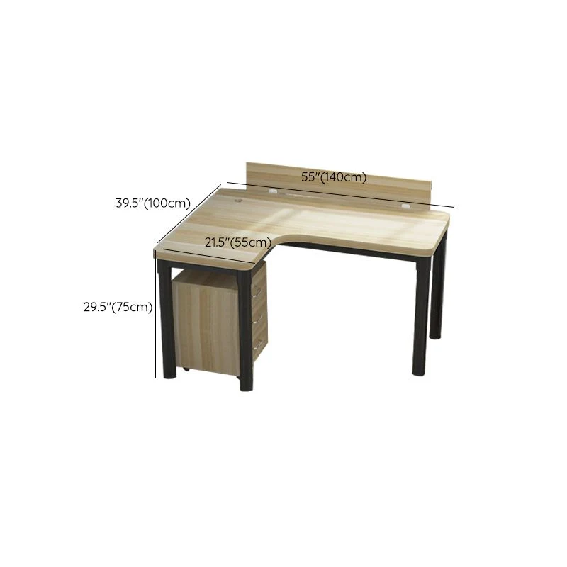 Bureau industriel en bois manufacturé en forme de L (armoire non incluse) Clearhalo