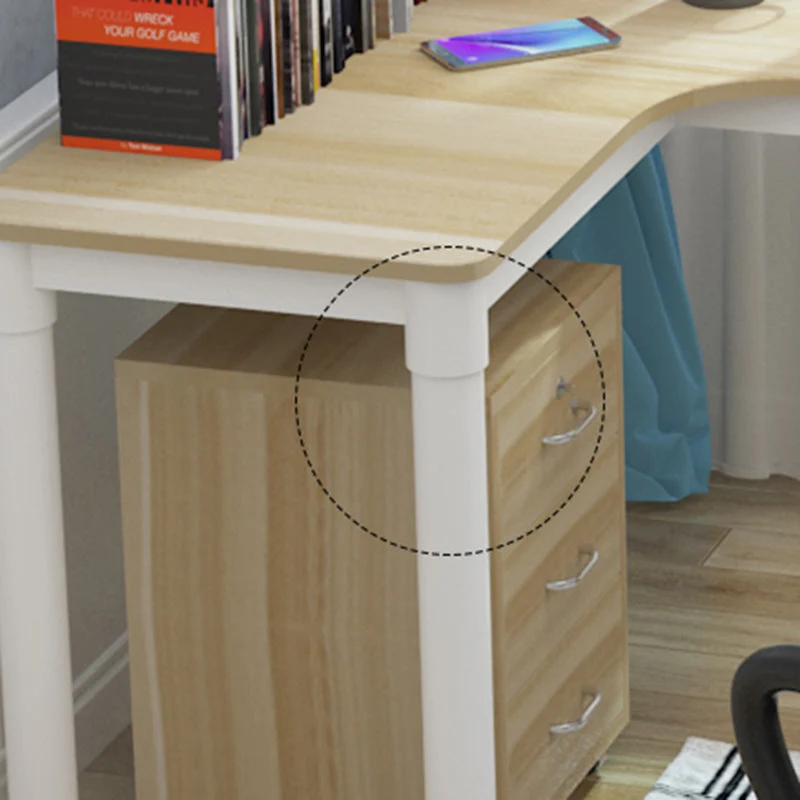 Bureau industriel en bois manufacturé en forme de L (armoire non incluse) Clearhalo