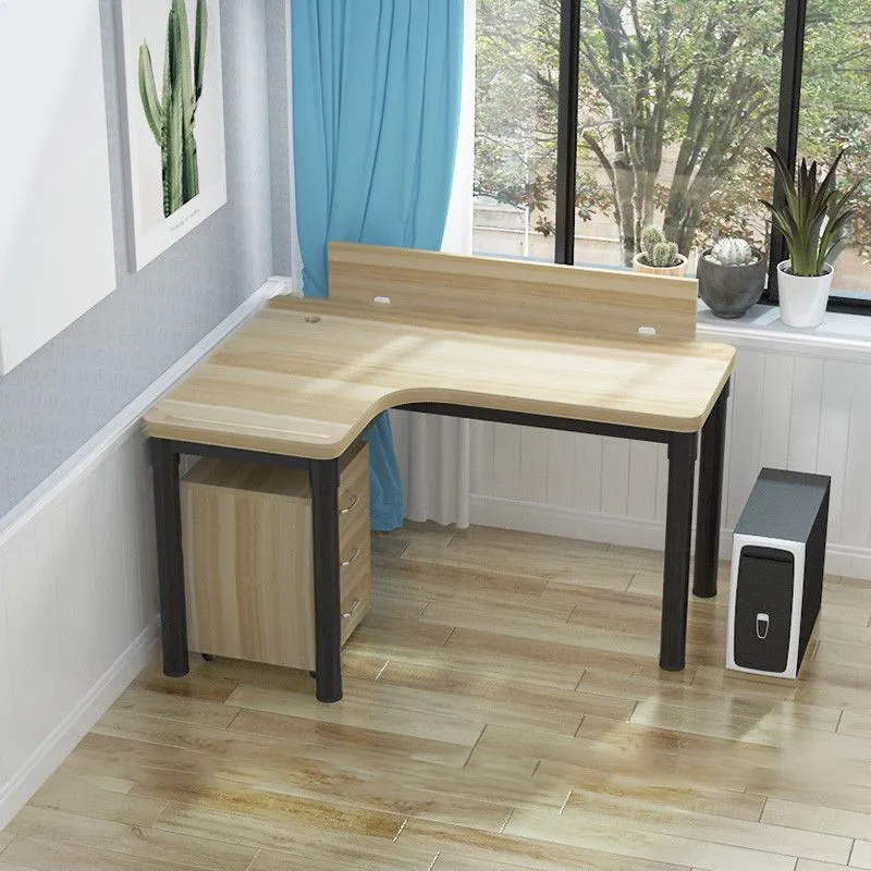 Bureau industriel en bois manufacturé en forme de L (armoire non incluse) Clearhalo