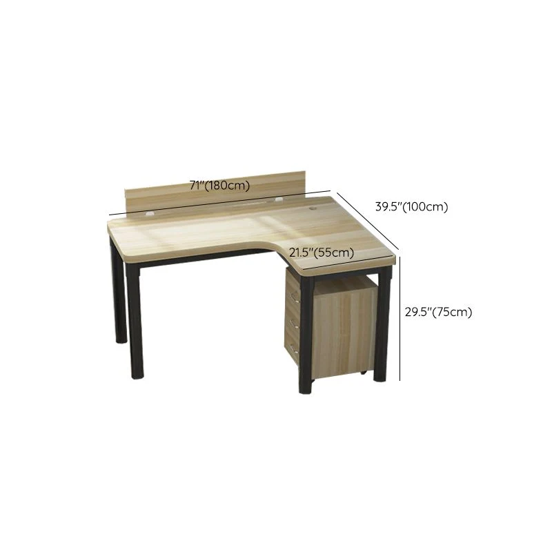 Bureau industriel en bois manufacturé en forme de L (armoire non incluse) Clearhalo