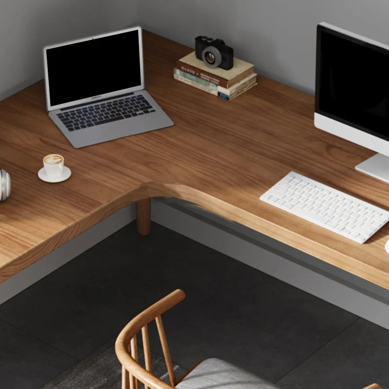 Bureau industriel en bois massif, bureau d'écriture en forme de L pour chambre à coucher Clearhalo