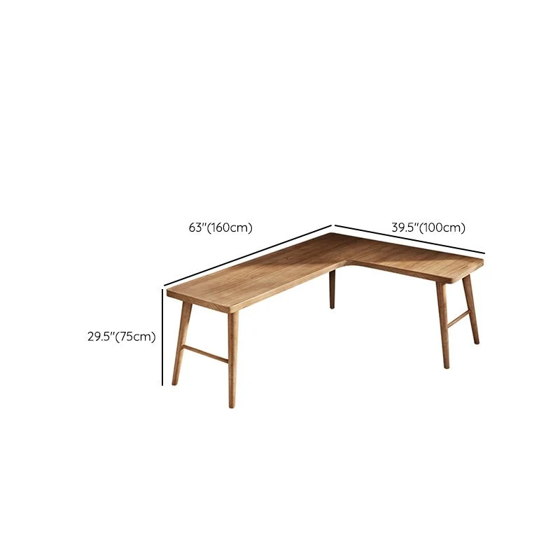 Bureau industriel en bois massif, bureau d'écriture en forme de L pour chambre à coucher Clearhalo