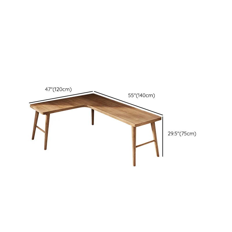 Bureau industriel en bois massif, bureau d'écriture en forme de L pour chambre à coucher Clearhalo