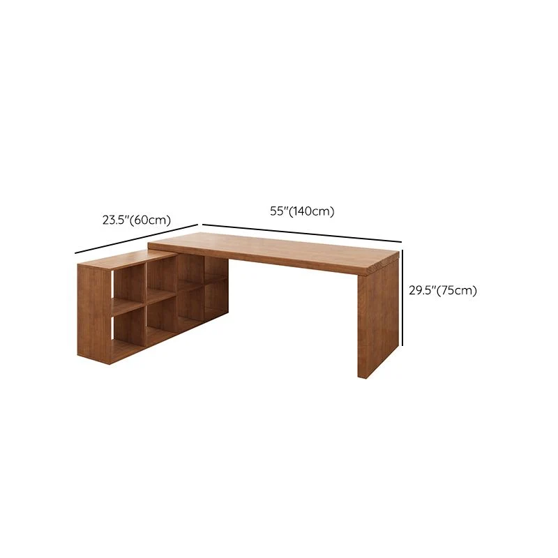 Bureau industriel en bois massif, bureau d'écriture en forme de L pour chambre à coucher Clearhalo