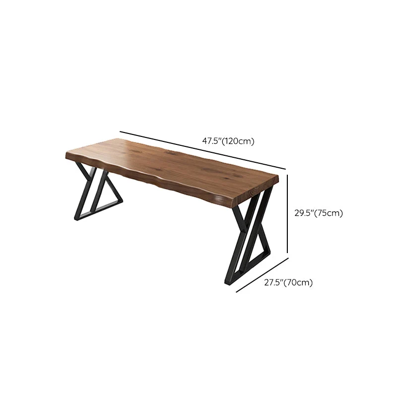 Bureau industriel en bois massif, bureau d'écriture de 27,6 pouces de large avec pieds en fer Clearhalo