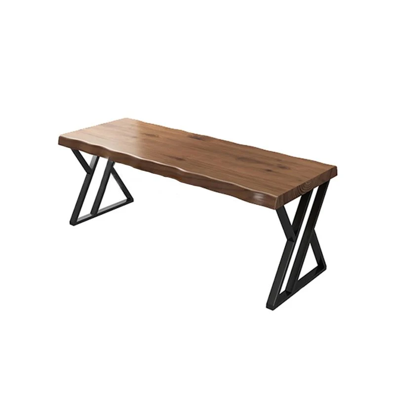 Bureau industriel en bois massif, bureau d'écriture de 27,6 pouces de large avec pieds en fer Clearhalo
