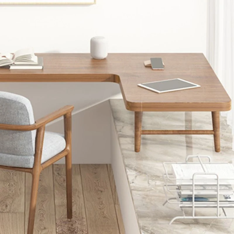Bureau industriel en bois de pin, bureau d'écriture en forme de L pour chambre à coucher Clearhalo
