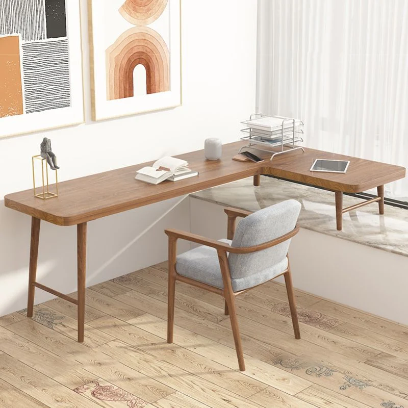 Bureau industriel en bois de pin, bureau d'écriture en forme de L pour chambre à coucher Clearhalo