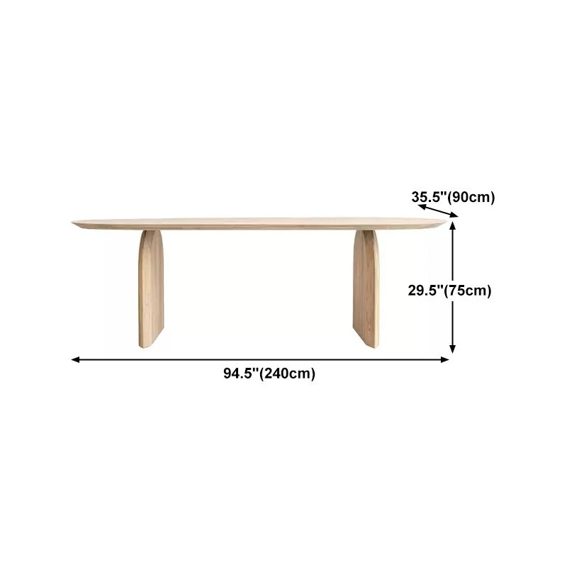 Bureau industriel en bois de pin, bureau ovale naturel avec base en bois massif Clearhalo