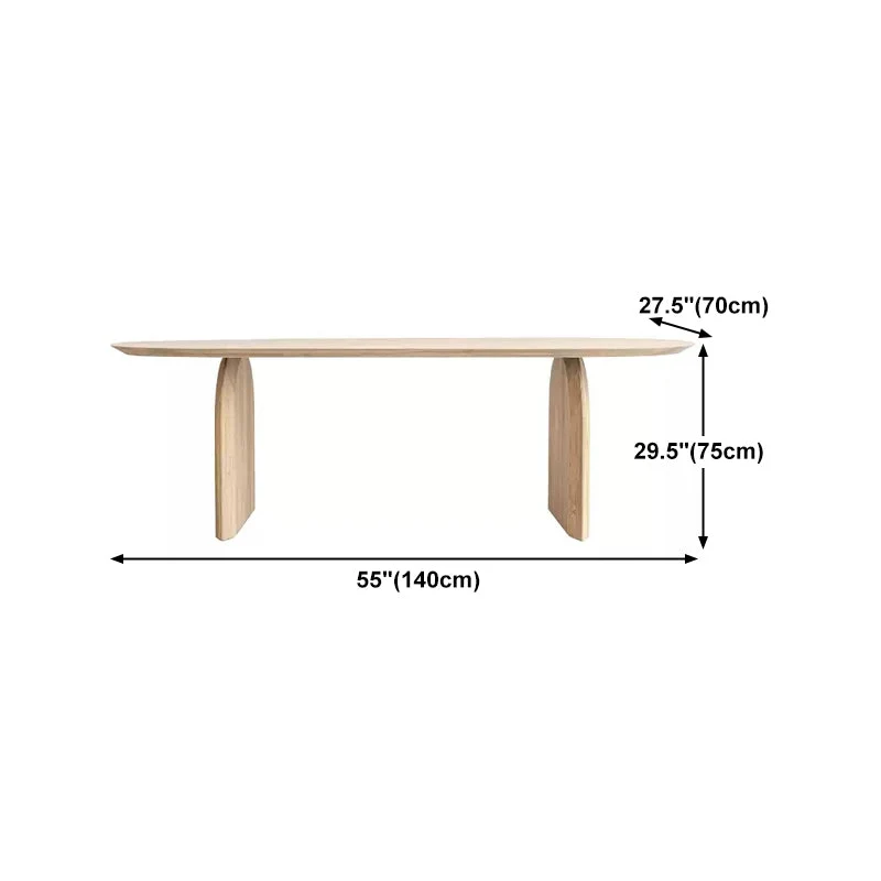 Bureau industriel en bois de pin, bureau ovale naturel avec base en bois massif Clearhalo