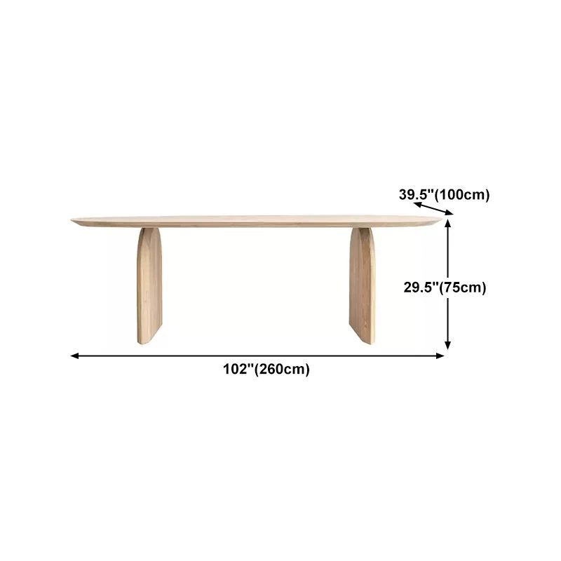 Bureau industriel en bois de pin, bureau ovale naturel avec base en bois massif Clearhalo
