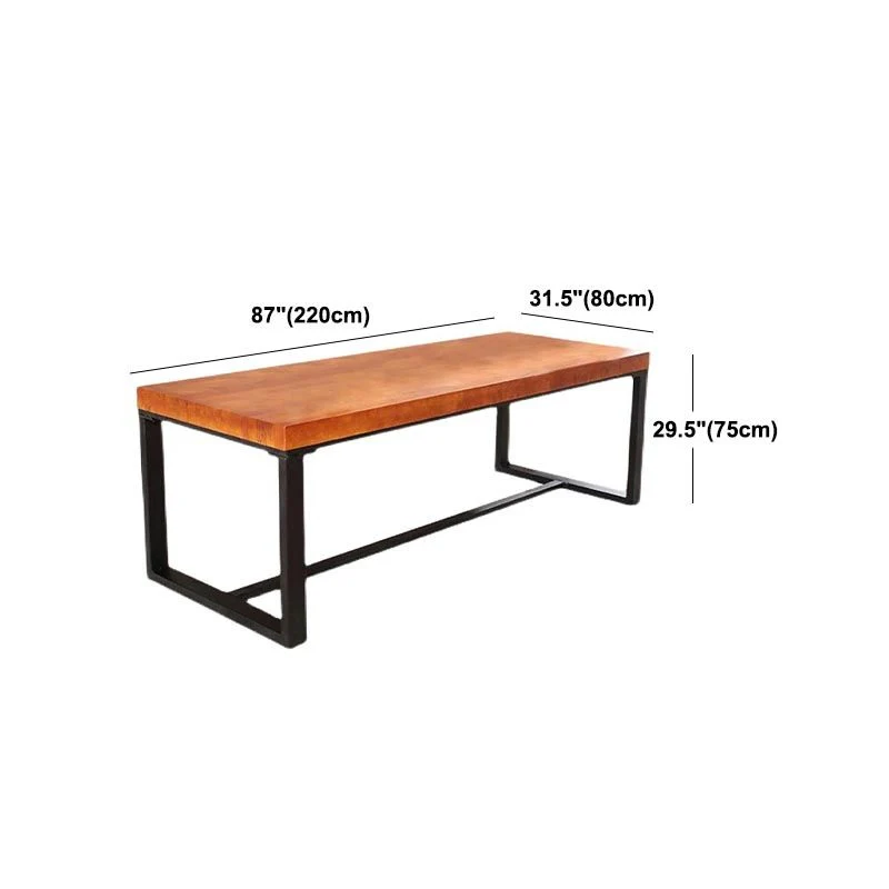 Bureau industriel en bois de pin, bureau rectangulaire marron avec tréteau noir Clearhalo