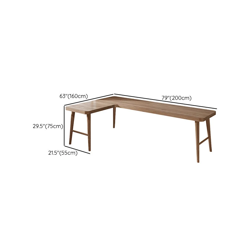 Bureau industriel en forme de L, bureau en bois massif pour bureau Clearhalo