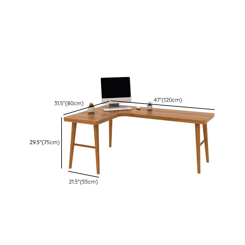 Bureau industriel en forme de L, bureau d'écriture en bois massif pour le bureau Clearhalo