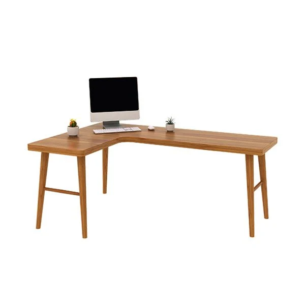 Bureau industriel en forme de L, bureau d'écriture en bois massif pour le bureau Clearhalo