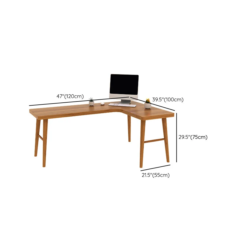 Bureau industriel en forme de L, bureau d'écriture en bois massif pour le bureau Clearhalo