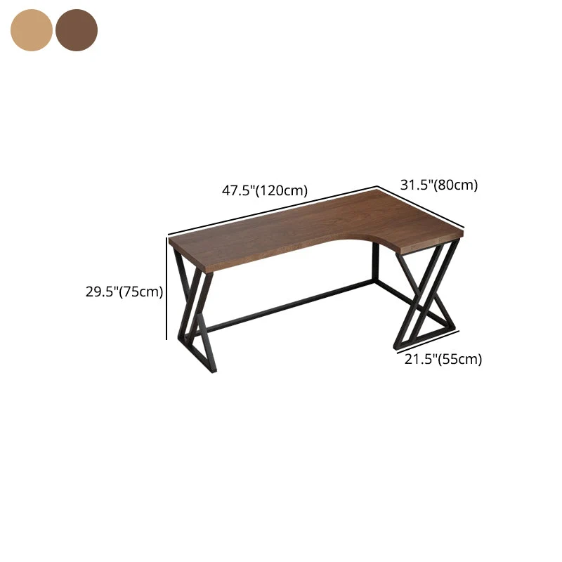 Bureau industriel en forme de L, table d'écriture fixe en bois massif Clearhalo