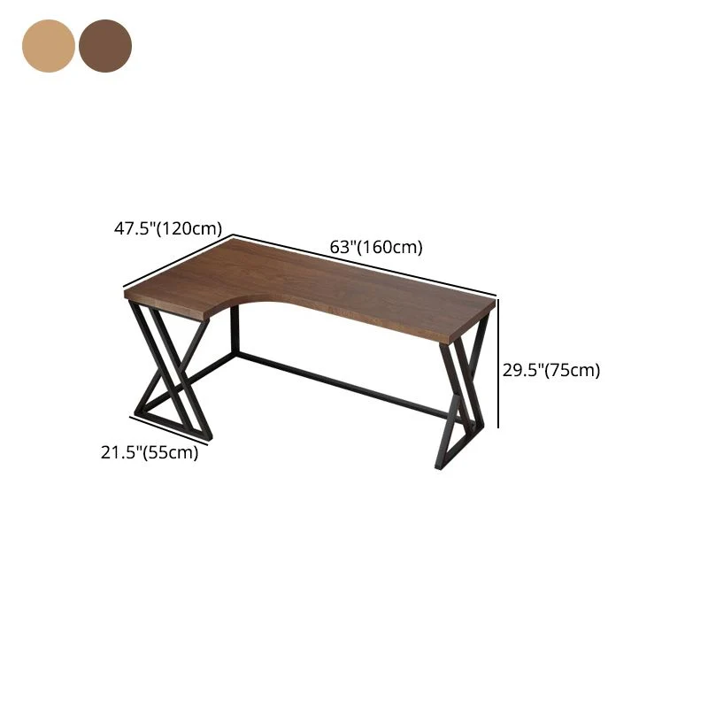 Bureau industriel en forme de L, table d'écriture fixe en bois massif Clearhalo