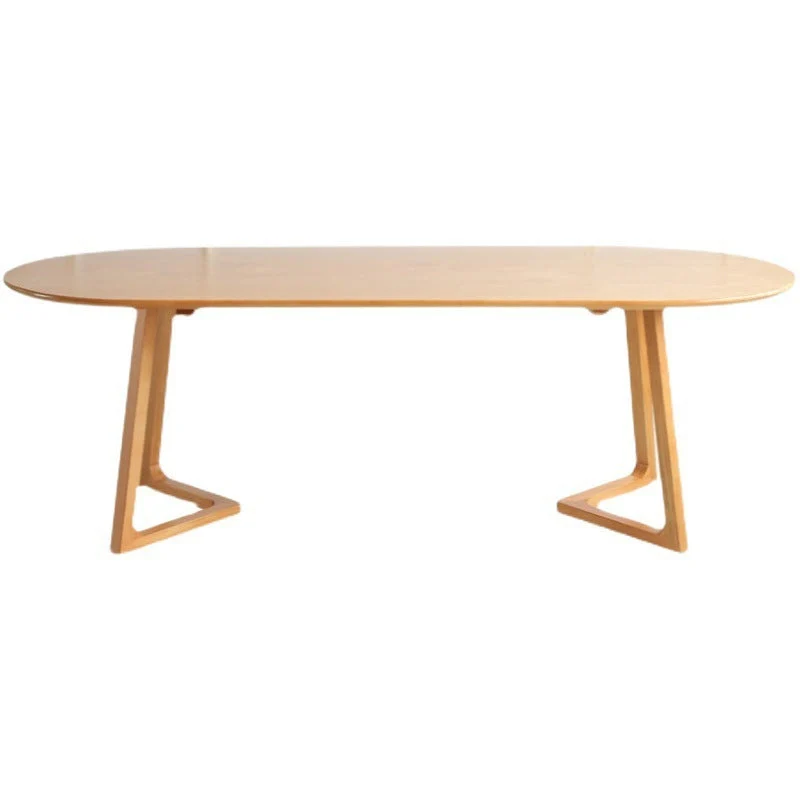 Bureau industriel ovale en bois massif de 29,25 pouces de hauteur Clearhalo