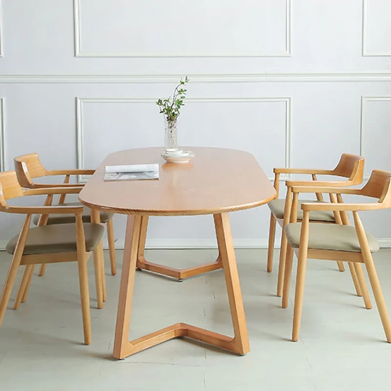 Bureau industriel ovale en bois massif de 29,25 pouces de hauteur Clearhalo