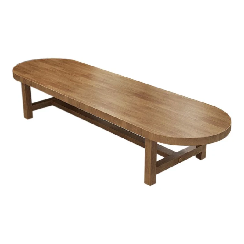 Bureau industriel ovale en bois massif, hauteur de 29,25 pouces Clearhalo