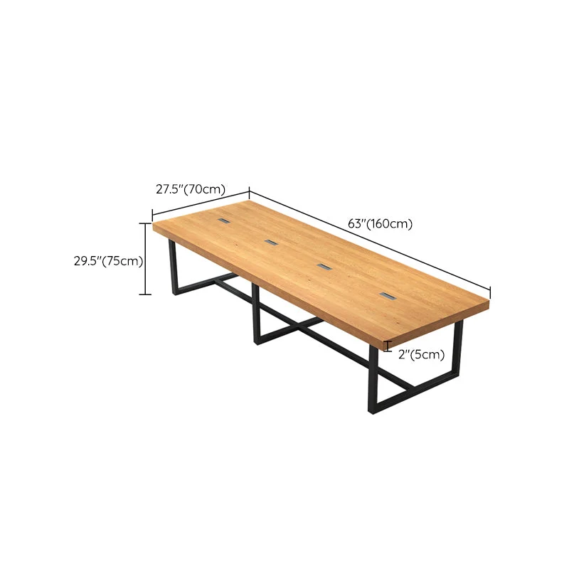 Bureau industriel rectangulaire en bois massif avec pieds en métal Clearhalo