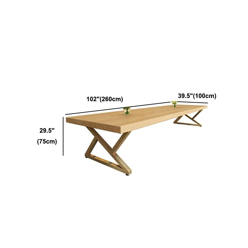 Bureau industriel rectangulaire en bois de pin avec base en métal Clearhalo