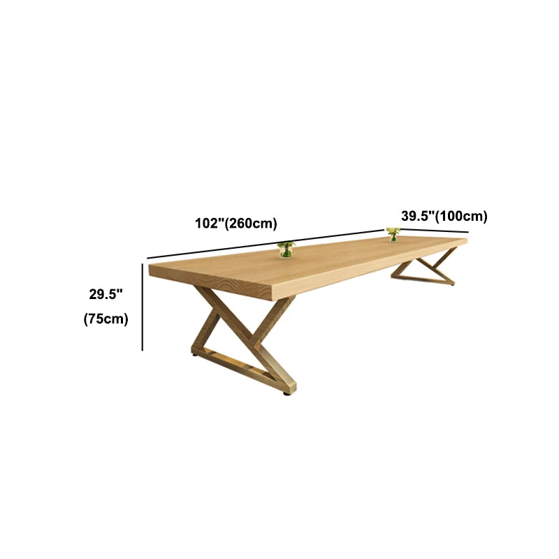 Bureau industriel rectangulaire en bois de pin avec base en métal Clearhalo
