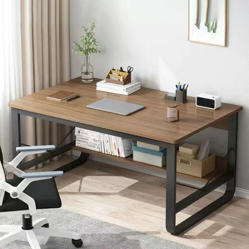 Bureau industriel rectangulaire de 60 po de large, bureau d'écriture en bois pour la maison Clearhalo