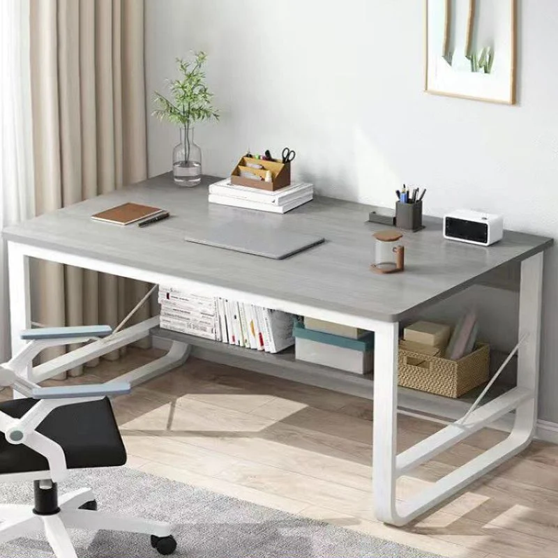 Bureau industriel rectangulaire de 60 po de large, bureau d'écriture en bois pour la maison Clearhalo