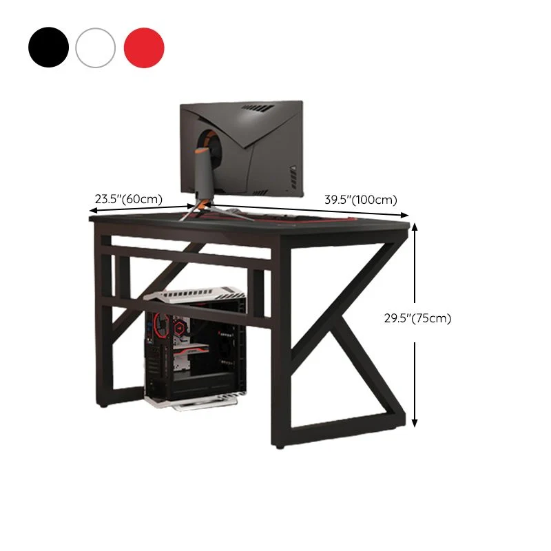 Bureau de jeu en bois de 23,62 po de largeur, bureau d'ordinateur incurvé moderne avec pieds en acier Clearhalo