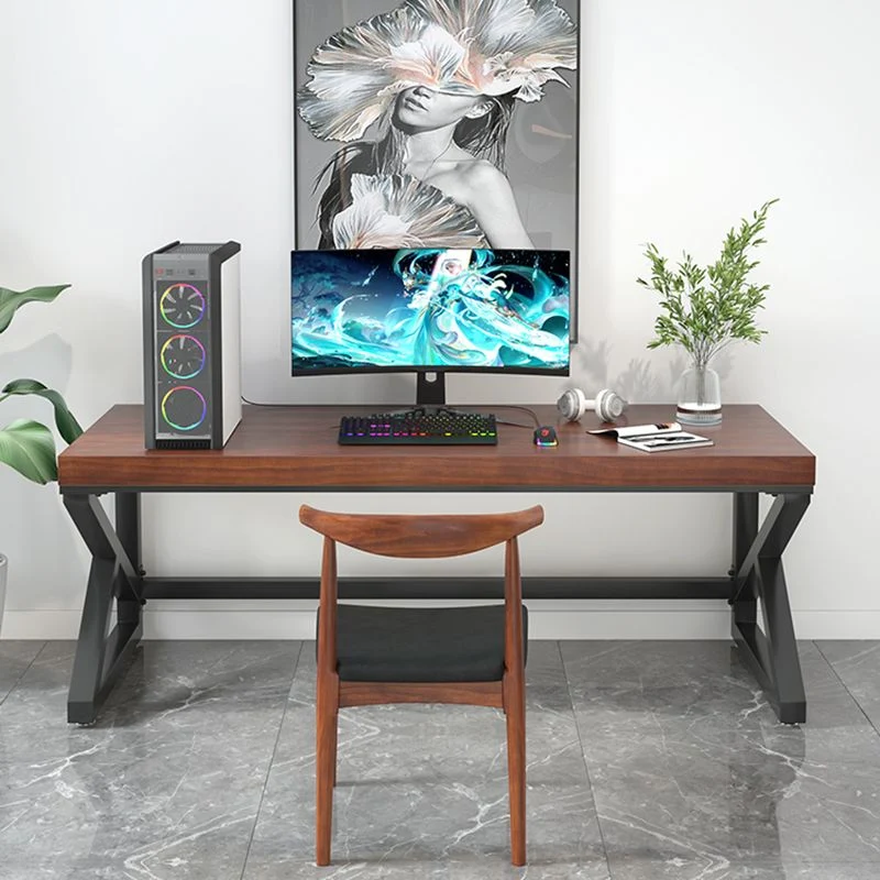 Bureau de jeu contemporain en bois massif, bureau d'ordinateur rectangulaire de 29,53 po de hauteur Clearhalo