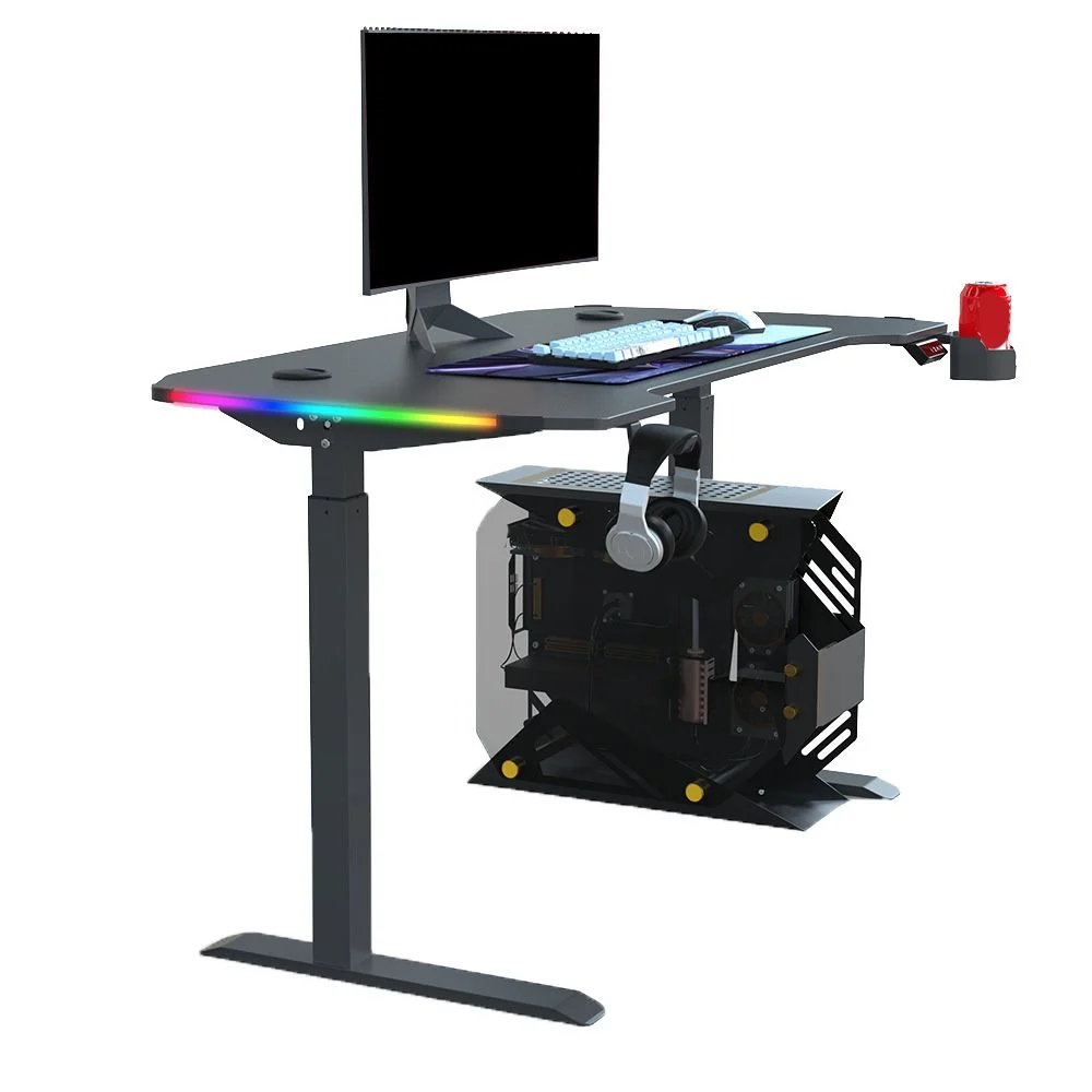 Bureau de jeu contemporain pour bureau 24"L X 29"H Bureau rectangulaire en noir/blanc Clearhalo