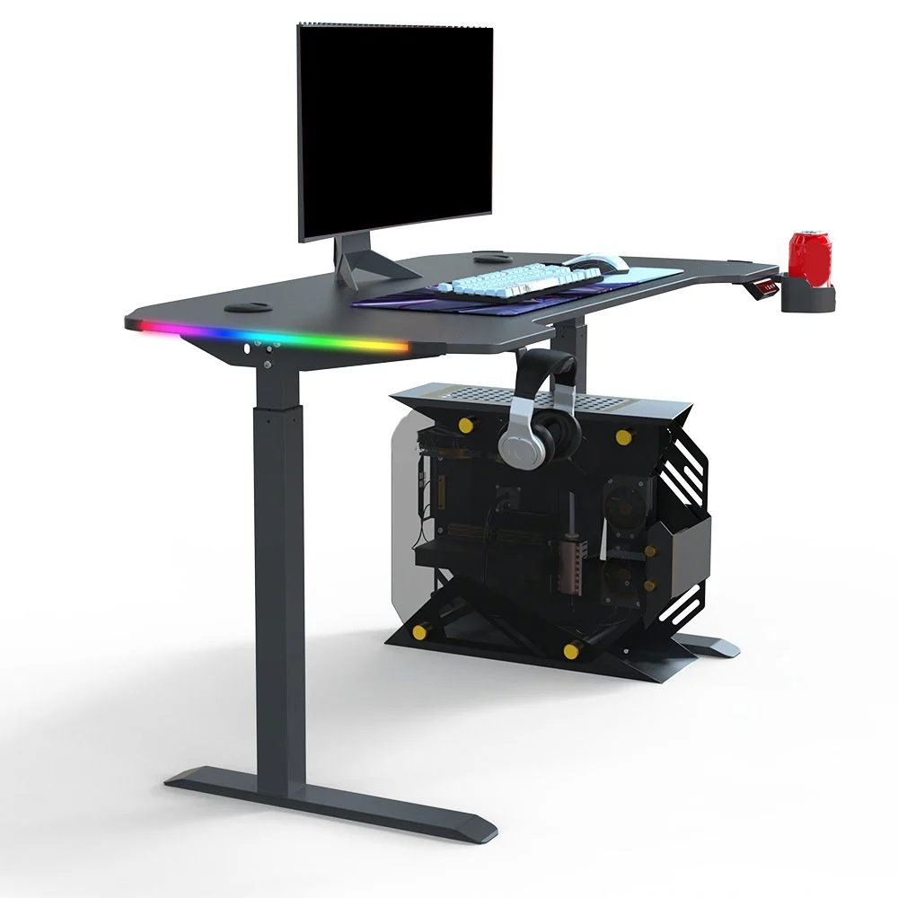 Bureau de jeu contemporain pour bureau 24"L X 29"H Bureau rectangulaire en noir/blanc Clearhalo