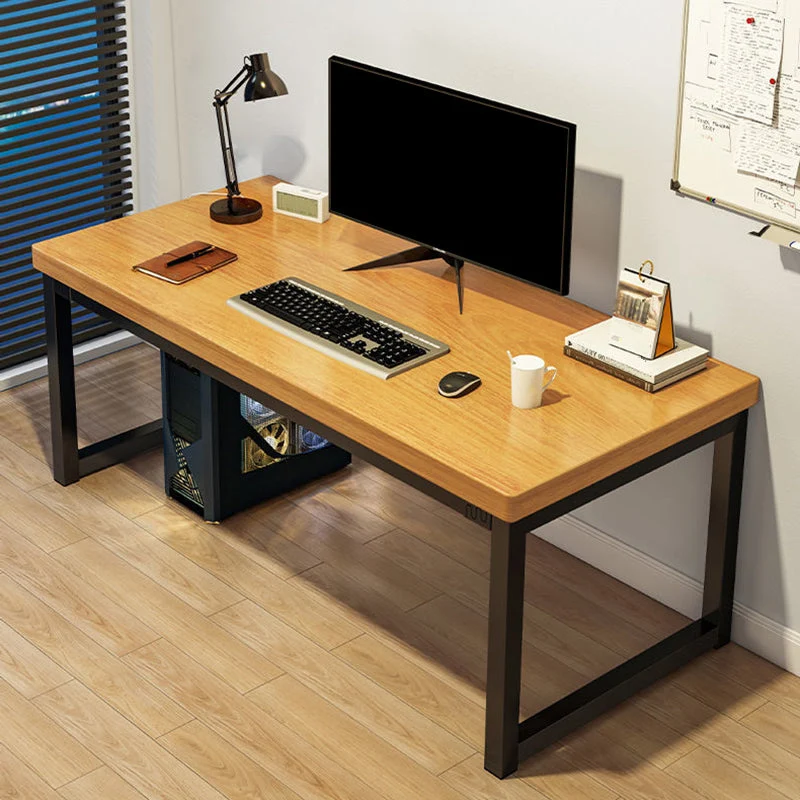 Bureau de jeu industriel en bois, base luge, bureau d'ordinateur rectangulaire marron Clearhalo