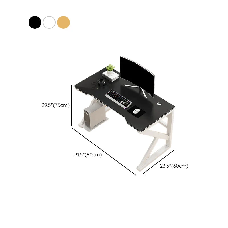 Bureau de jeu industriel en bois, base luge, bureau d'ordinateur de 29,53 pouces de hauteur Clearhalo
