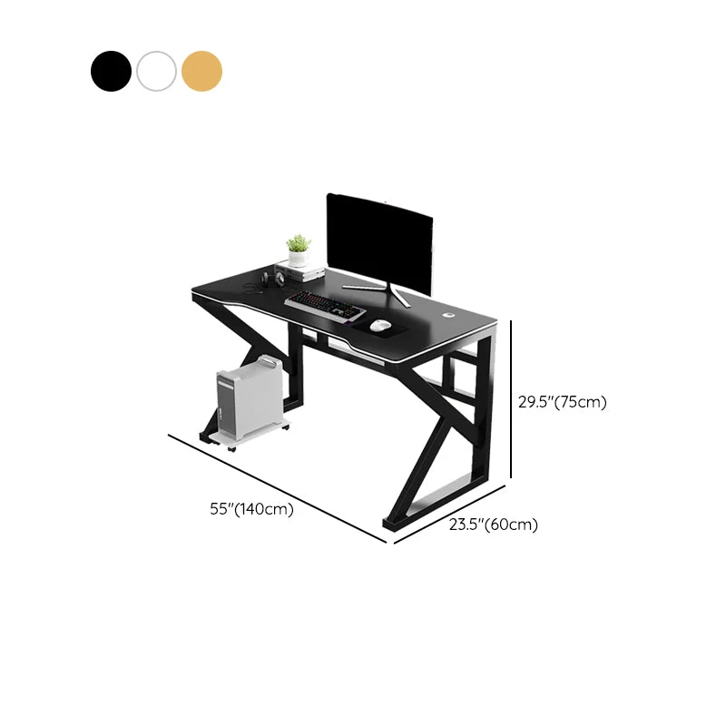 Bureau de jeu industriel en bois, base luge, bureau d'ordinateur de 29,53 pouces de hauteur Clearhalo